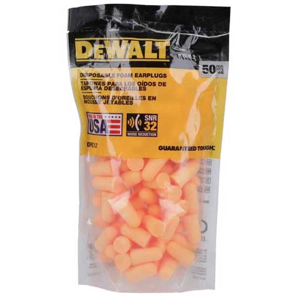 DeWalt Comfort Foam Earplugs 50 Pair Zip-Log Bag
