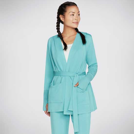 Ladies Comfort-Stretch Belted Hoodigan with Thumbholes