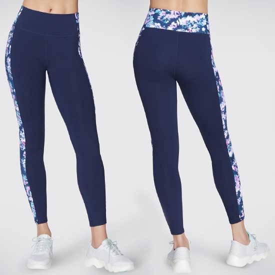 GOWALK High-Waisted Ladies Floral Legging with Side Pockets