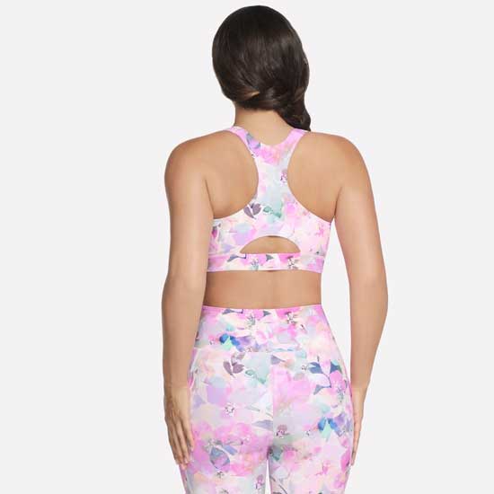 Sporty Floral Print Bra with Front Zipper and Racerback Design
