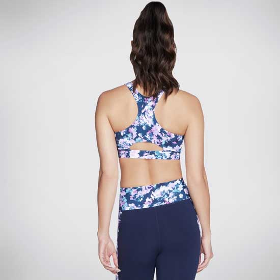 Moisture-Wicking Floral Print Zip Bra