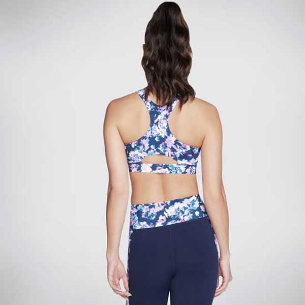 Moisture-Wicking Floral Print Zip Bra