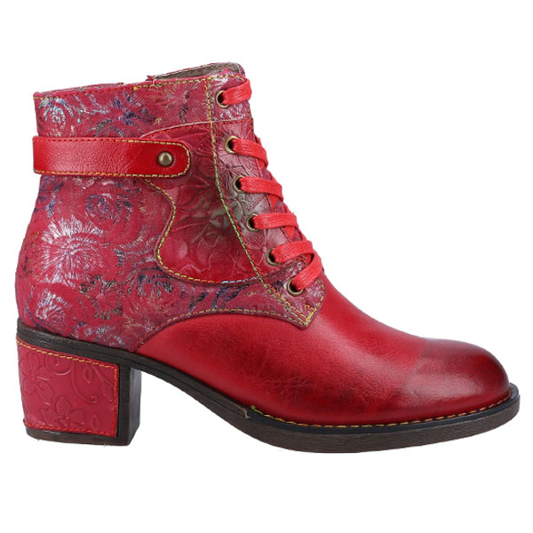 Musa Lace Up Printed Leather Boots