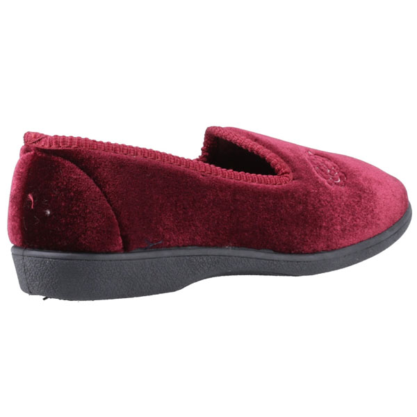 Simone Velvet Feel Rose Embroidered Slippers