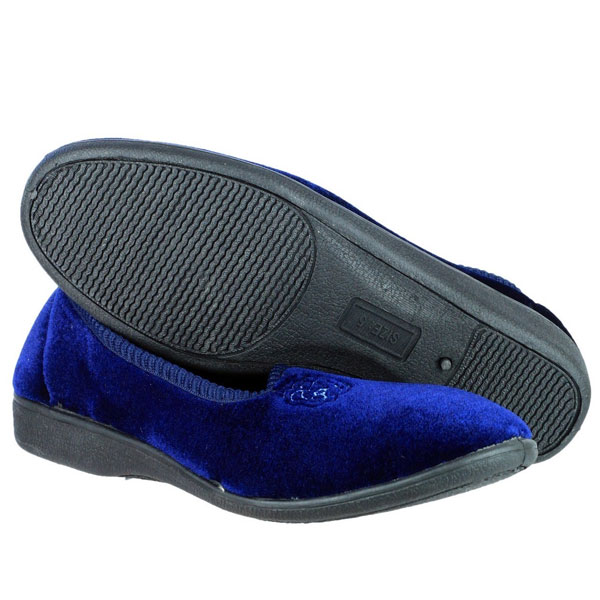 Simone Velvet Feel Rose Embroidered Slippers