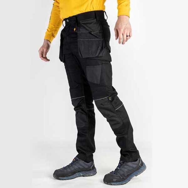 Slim Fit Black Stretch Pocket Trousers Featuring Water Resistance