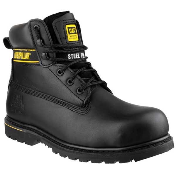 Slip resistance Cat Holton Goodyear Welted Safety Shoes(Black) 