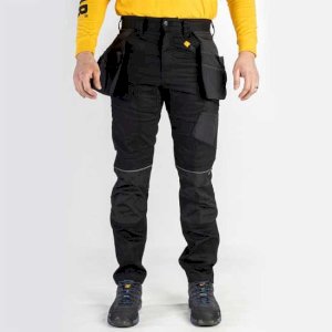 Slim Fit Black Stretch Pocket Trousers Featuring Water Resistance